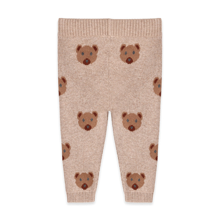 Organic Cotton Bear Knit Baby Pullover and Pant Set, Back of Pants