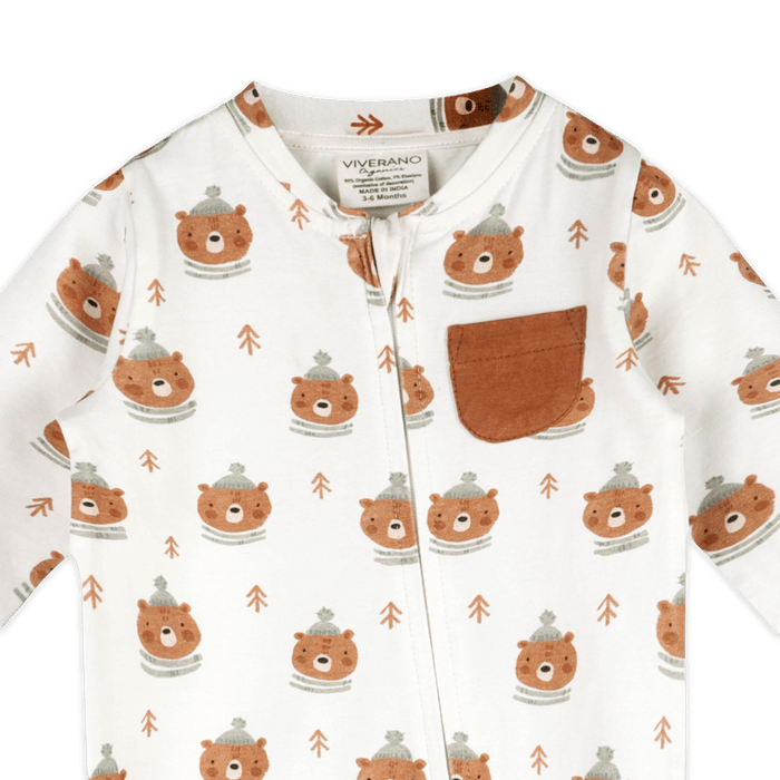Bears Classic Baby Zip Jumpsuit (Organic Jersey) - Detail