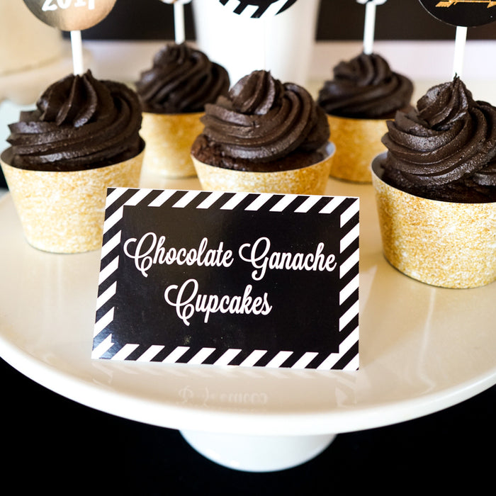 Graduation party Food Labels Black and White