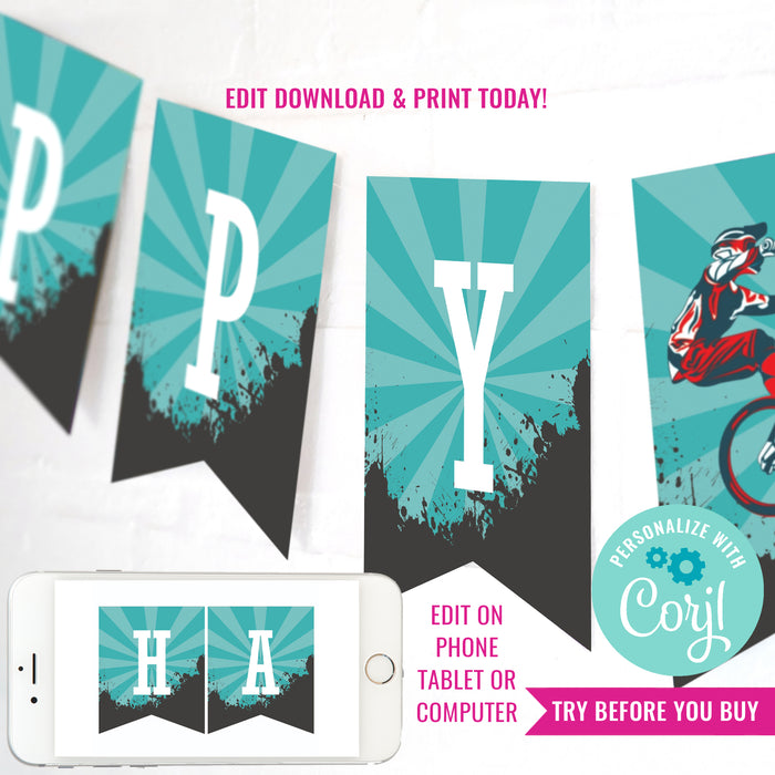 BMX Party Birthday Banner