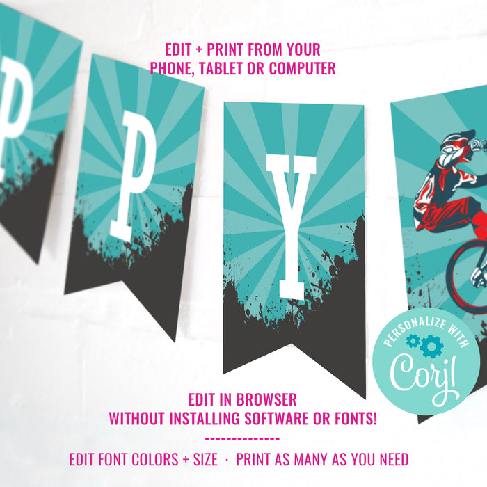 BMX Party Birthday Banner