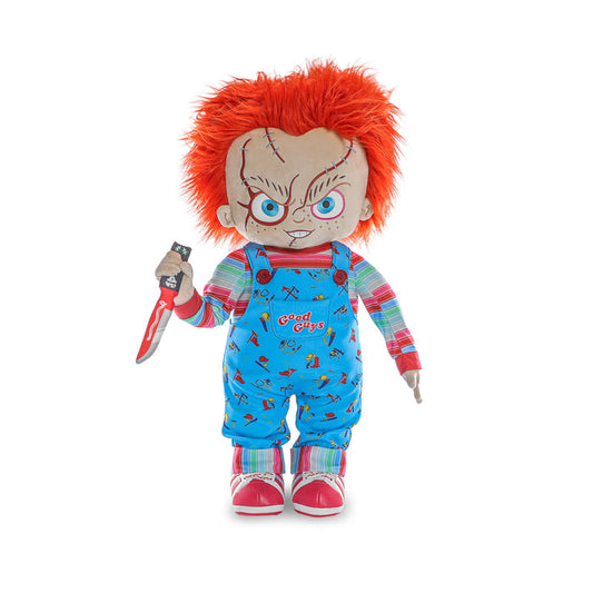 Life-size plush of Evil Chucky from Bride of Chucky, 30-inch plush toy by Chucky featuring detailed doll design.