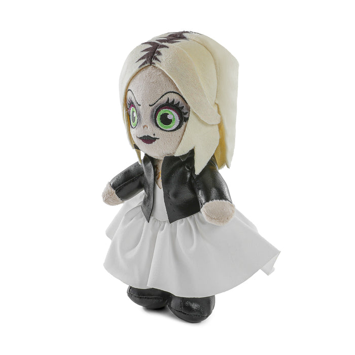 Bride of Chucky Tiffany plush toy standing in box, soft and detailed Chucky-themed plush featuring Tiffany from the horror movie series.