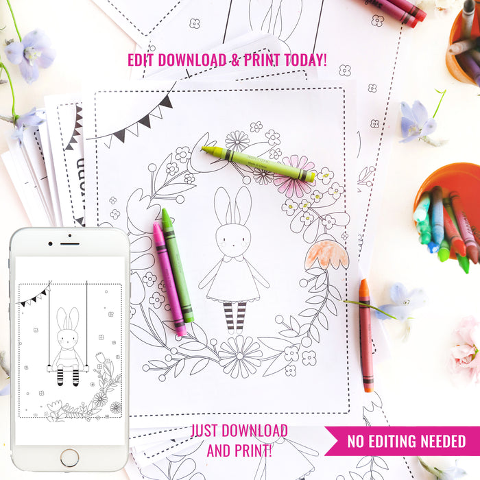Bunny Birthday Party Activity Game Printable | Floral Bunny Rabbit Party Games | Easter Bunny Printable Activity
