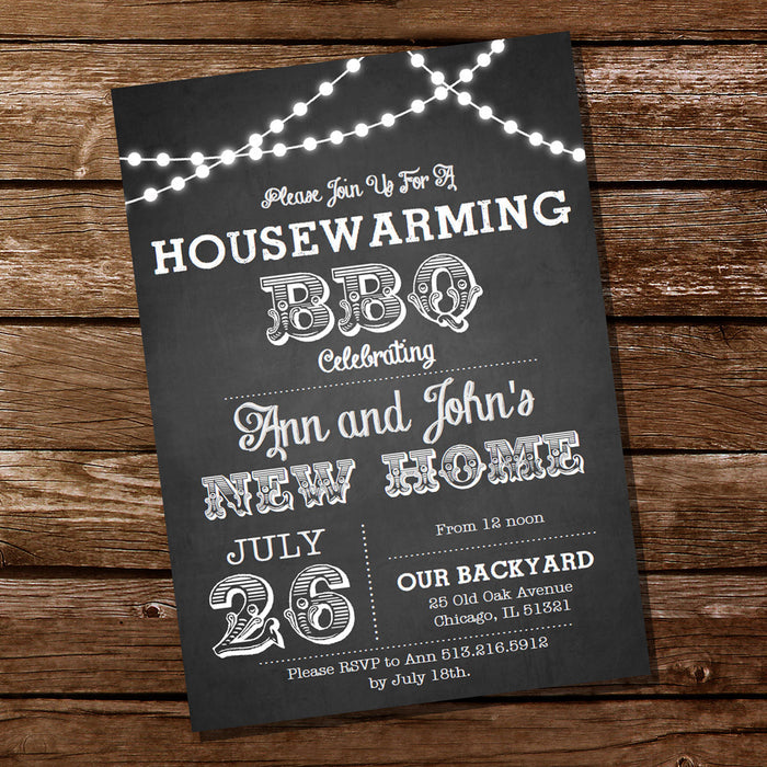 Chalkboard Housewarming BBQ Party Invitation