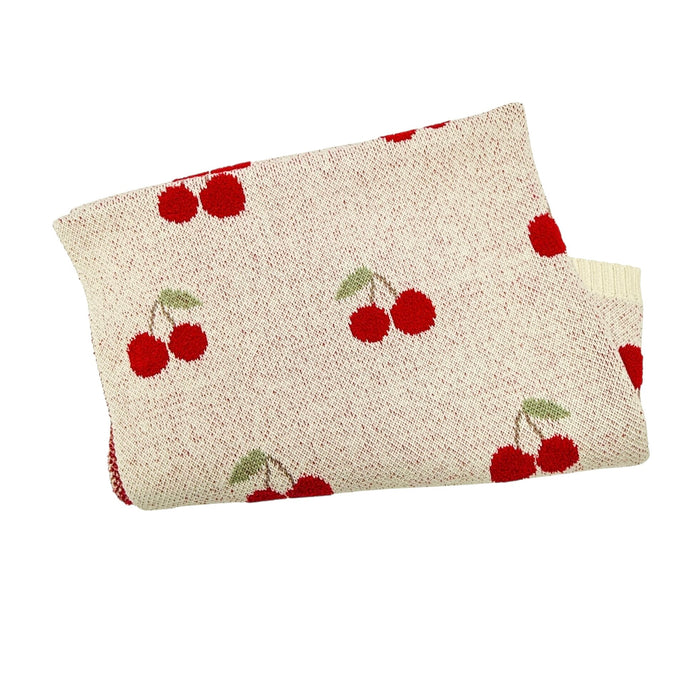 Cherry Organic Cotton Baby Blanket Folded