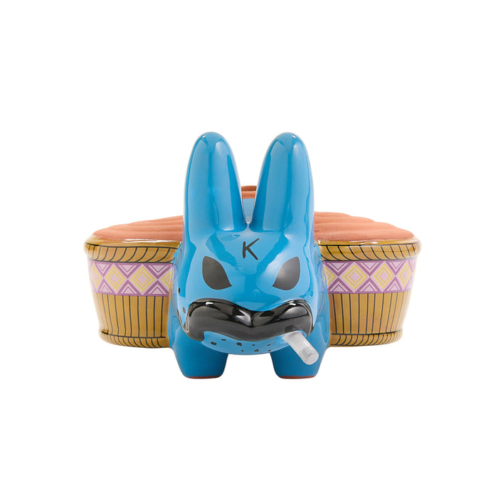 Labbit Chia Pet Smorkin’ Labbit Blue Edition by Frank Kozik, a 5-inch limited edition chia plant sculpture with blue color.