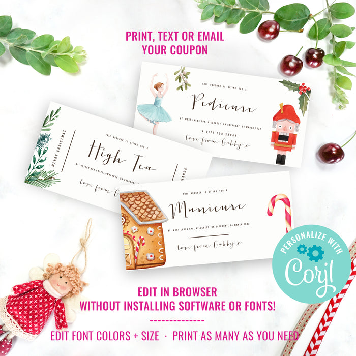 Christmas Coupon Gift Template | Printable Coupon Voucher | Editable Coupon | Custom Voucher