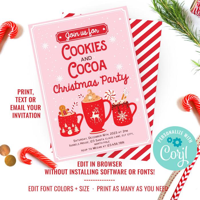 Christmas Party Cookies Hot Cocoa Invitation