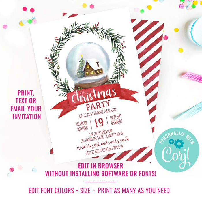 Holiday Snow globe Invitation
