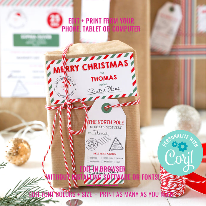 Christmas Santa Gift Tags - Printable Santa Gift Tags - Christmas Labels and Tags