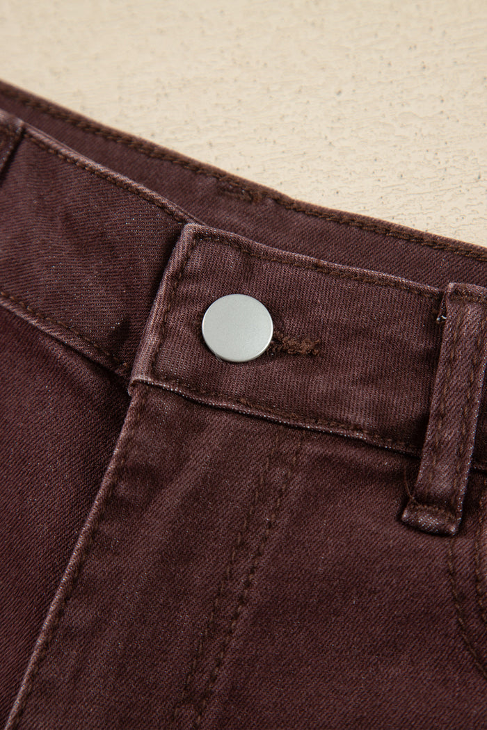 Coffee Lace Trim Casual Full-Length Regular Fit Jeans — image 07