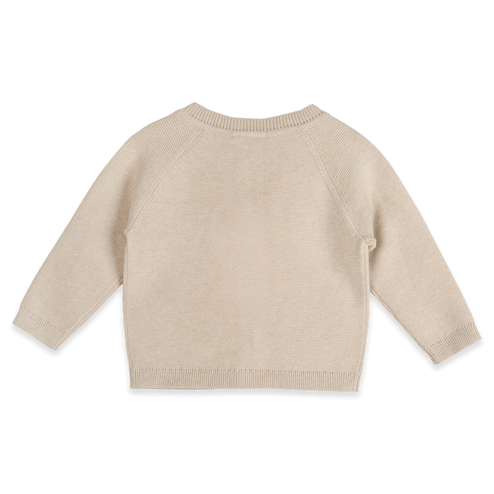 Organic Cotton Cozy Bear Applique Knit Baby Cardigan and Pant Set, Back