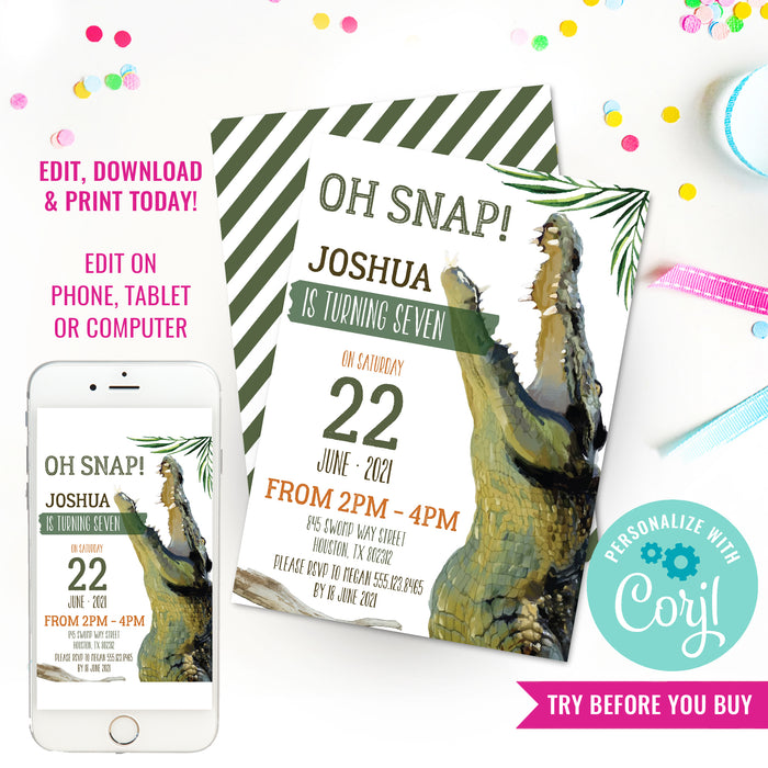 Crocodile Party Birthday Invitation
