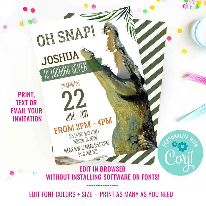 Crocodile Party Birthday Invitation
