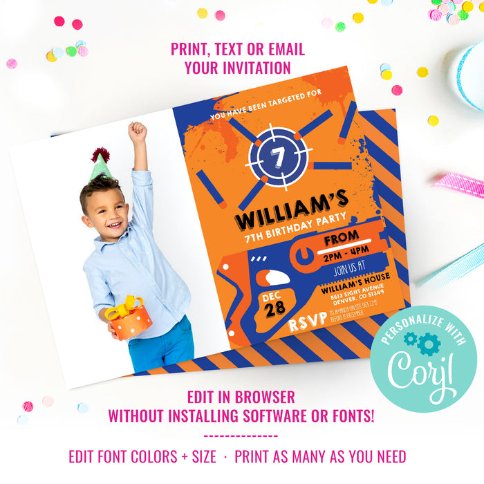 Nerf Wars Party Invitation