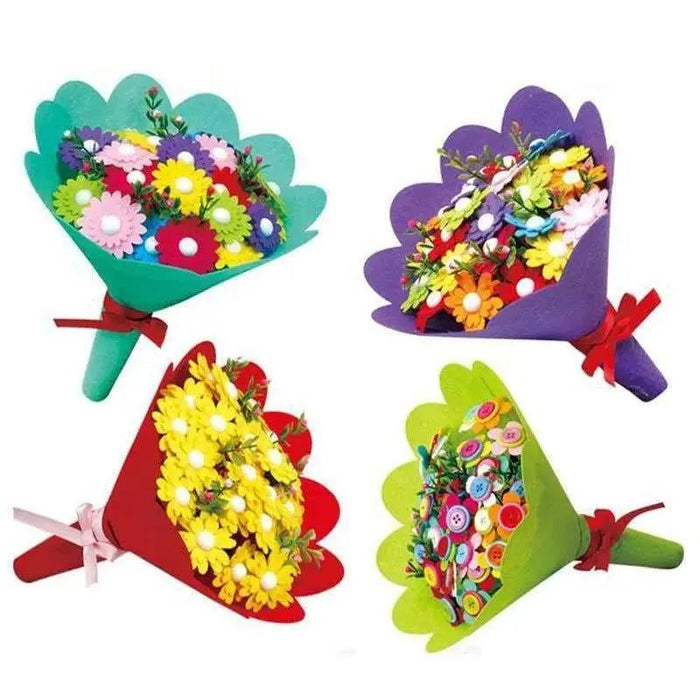 DIY fabric flower bouquet craft kit with pre-cut petals