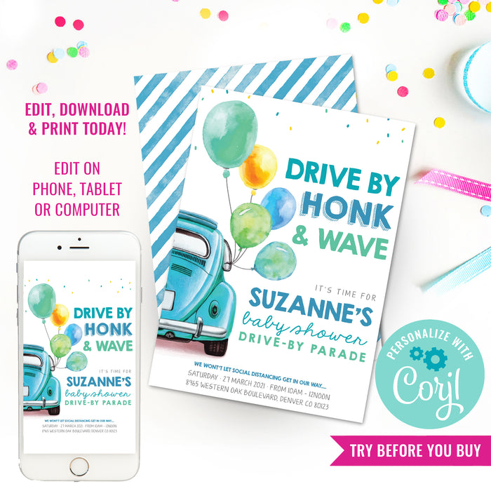Drive By Baby Shower Invitation
