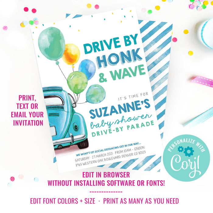 Drive By Baby Shower Invitation