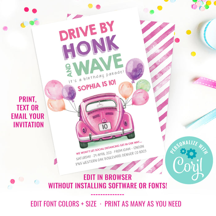 Drive By Birthday Party Invitation