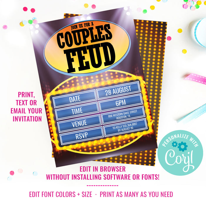 Couples Feud Games Night Invitation