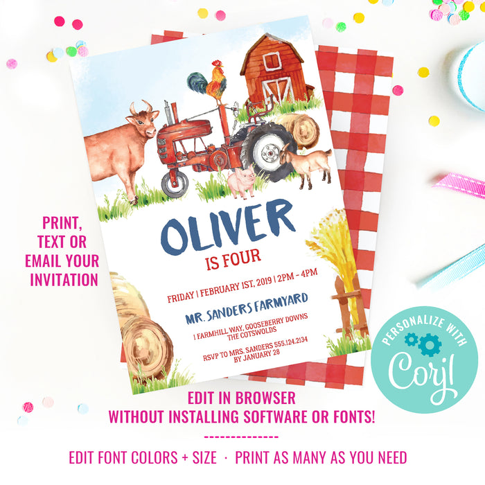 Farmyard Birthday Party Invitation
