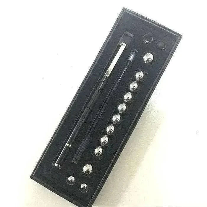 Fidget decompression gel pen with rotatable stress relief magnetic beads
