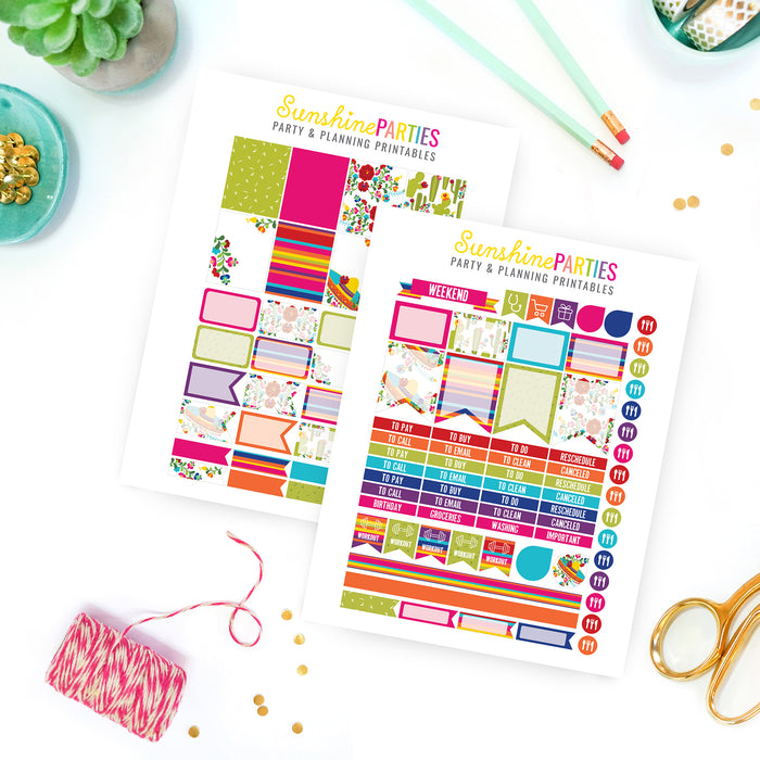 Bright Fiesta Planner Stickers