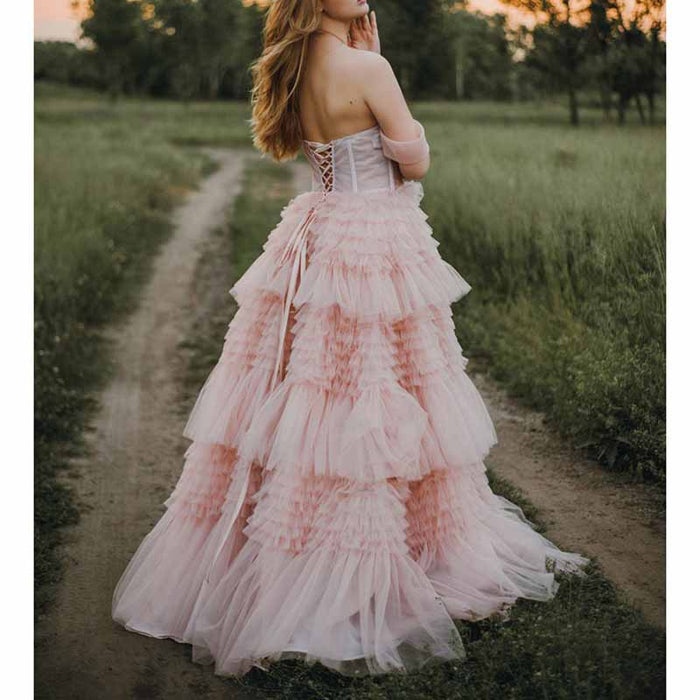 Flare Ruffles Tulle Robe Maternity Gown Long Sheer Off Shoulder Dressing Gown