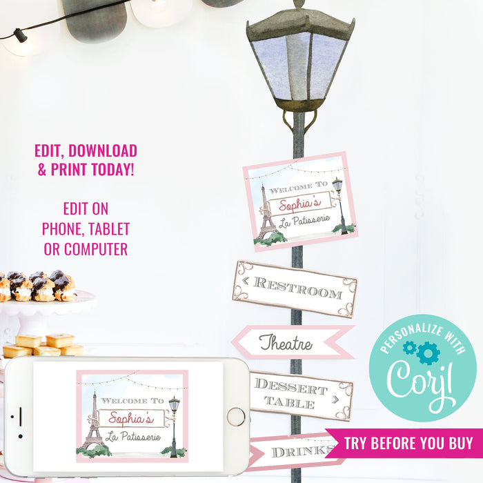 French Patisserie Party Welcome Sign | French Café Party Printable Welcome Sign | Boulangerie Party Welcome Sign