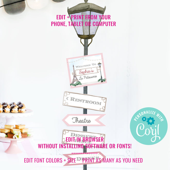 French Patisserie Party Welcome Sign | French Café Party Printable Welcome Sign | Boulangerie Party Welcome Sign