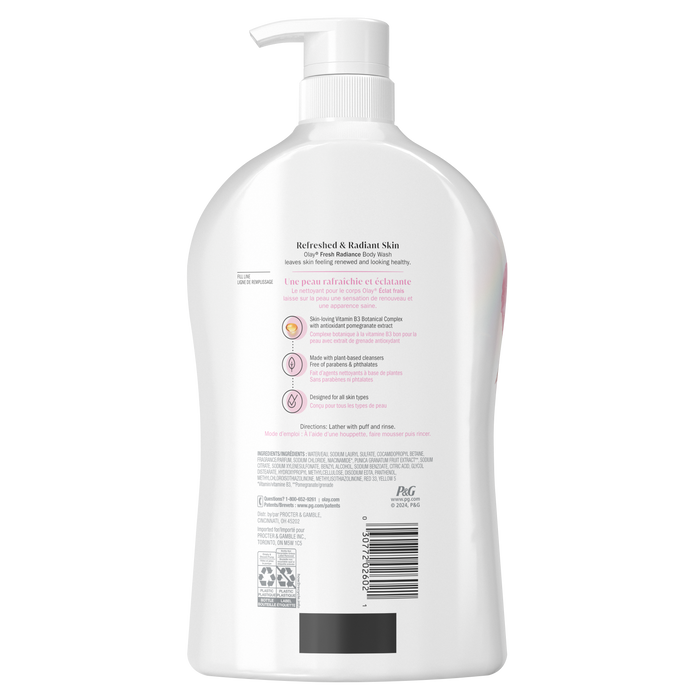 Fresh Outlast Body Wash Rose Water & Sweet Nectar 30 fl oz back