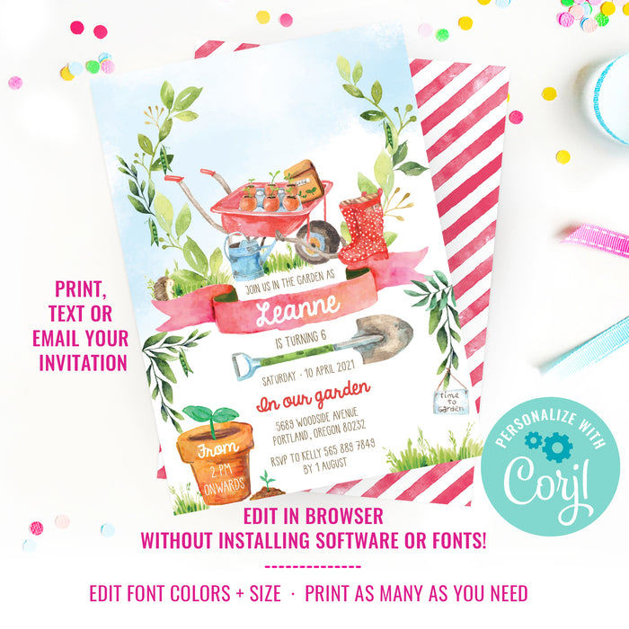 Girls Garden Party Invitation