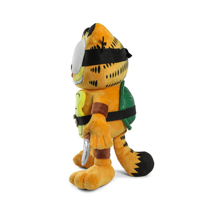 13-inch Garfield x Teenage Mutant Ninja Turtles Garfello plush toy featuring Garfield and Ninja Turtles characters in a soft plush design.