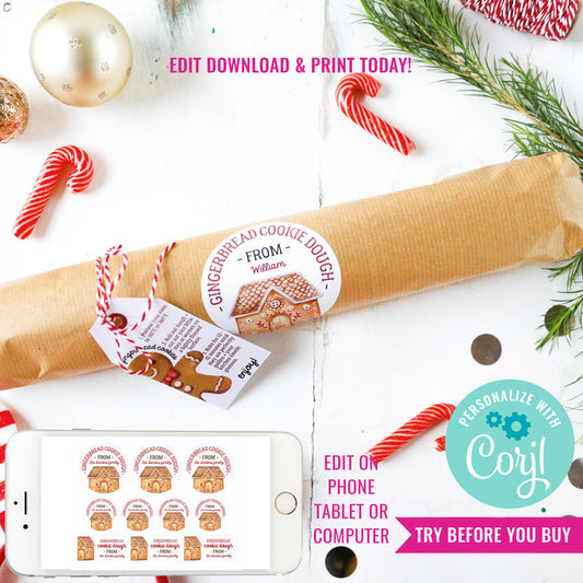 Gingerbread Cookie Dough Christmas Gift labels and Tags | Christmas DIY Homemade Gift