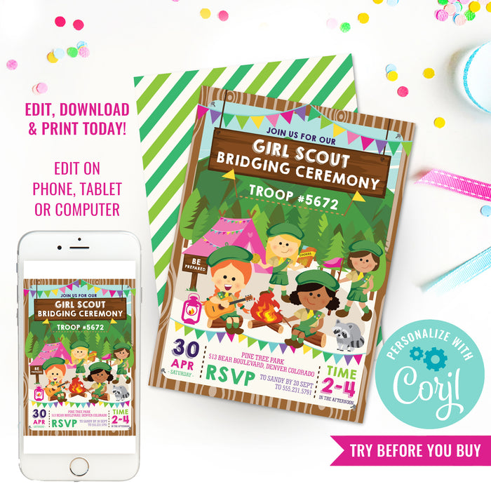 Girl Scout Bridging Ceremony Invitation
