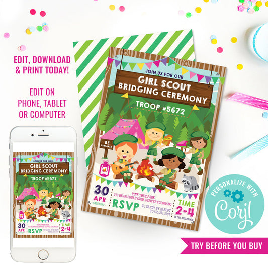Girl Scout Bridging Ceremony Invitation