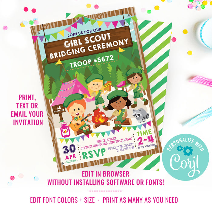Girl Scout Bridging Ceremony Invitation