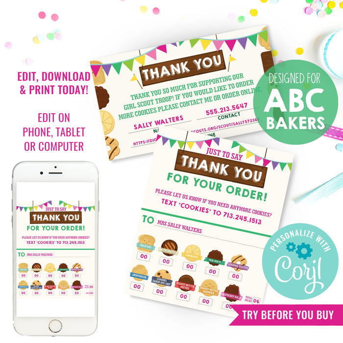 Girl Scout Cookie Sales Invoice Card