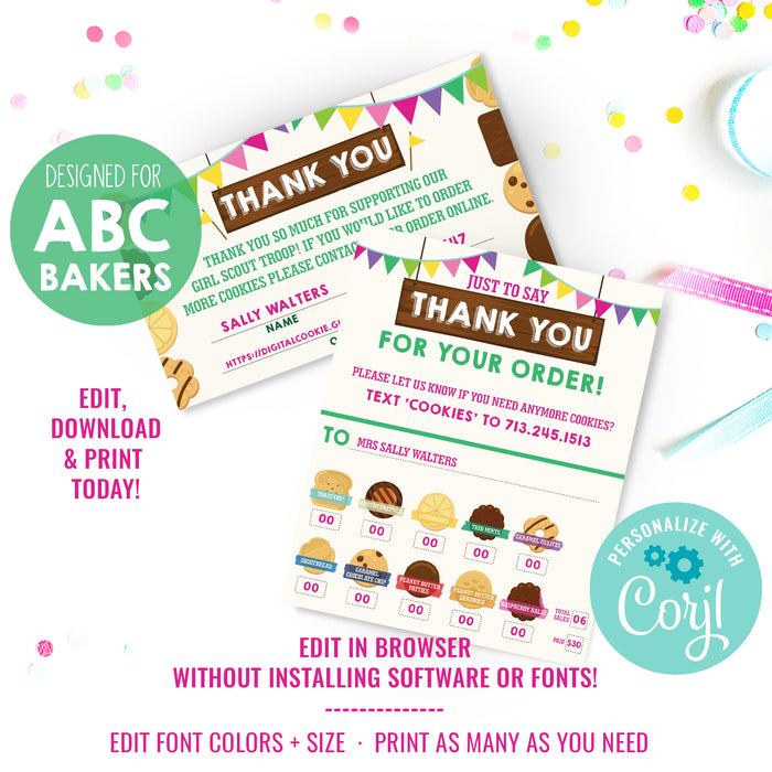 Girl Scout Cookie Sales Thank You Card