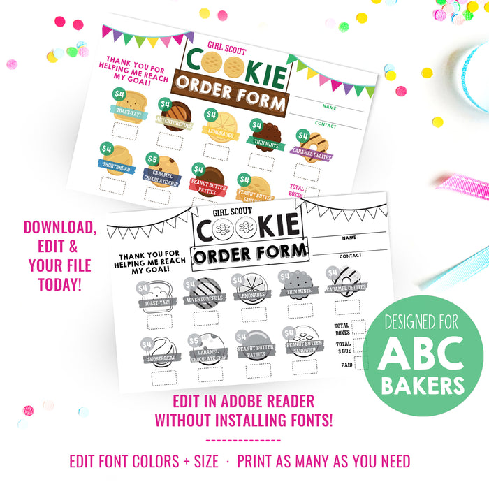 Girl Scout Cookie Seller Order Form