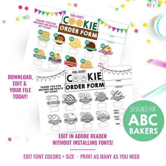 Girl Scout Cookie Seller Order Form