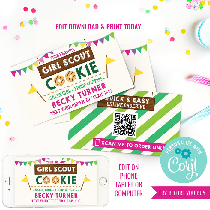 Girl Scout Cookie Seller Business Cards QR Code