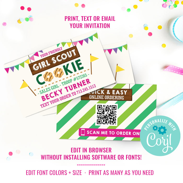 Girl Scout Cookie Seller Business Cards QR Code