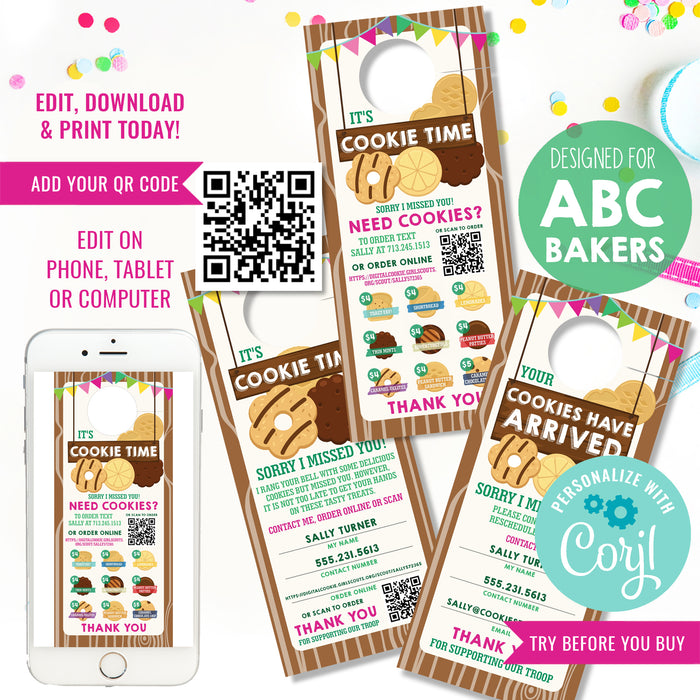 Girl Scout Cookie Seller Printable Door Hanger with QR Code