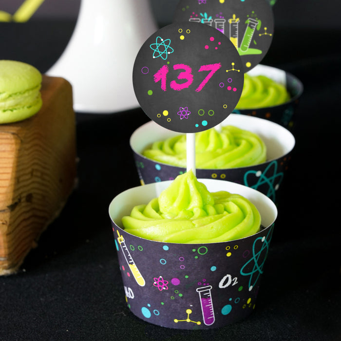 Science Party for Girls Cupcake Toppers
