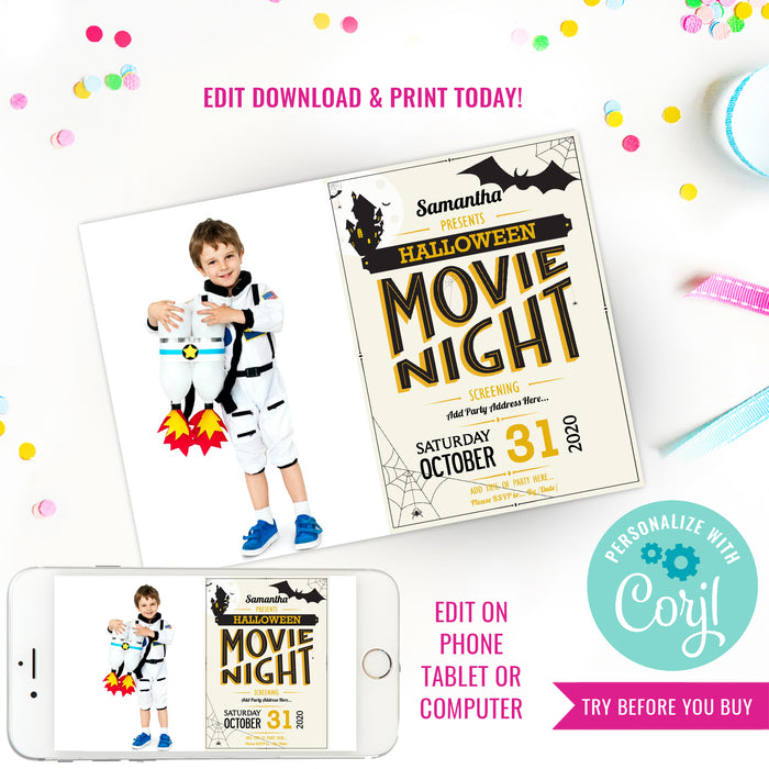 Halloween Movie Night Invitation