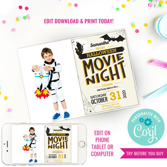 Halloween Movie Night Invitation