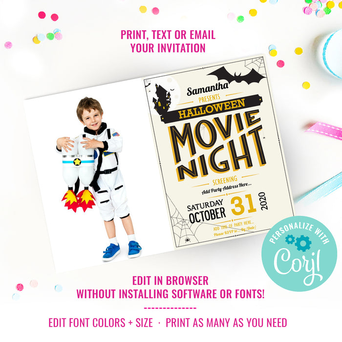 Halloween Movie Night Invitation