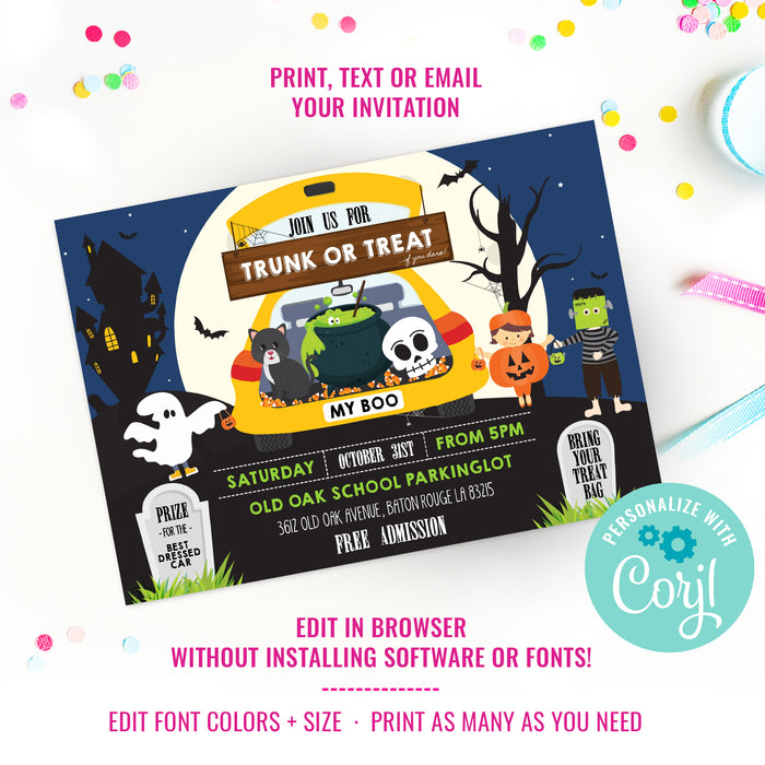 Halloween Trunk Or Treat Party Invitation